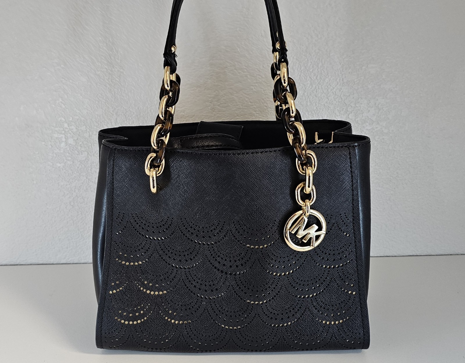 MICHAEL KORS Perforated Leather SOFIA Satchel Handbag Convertible Crossbody Bag