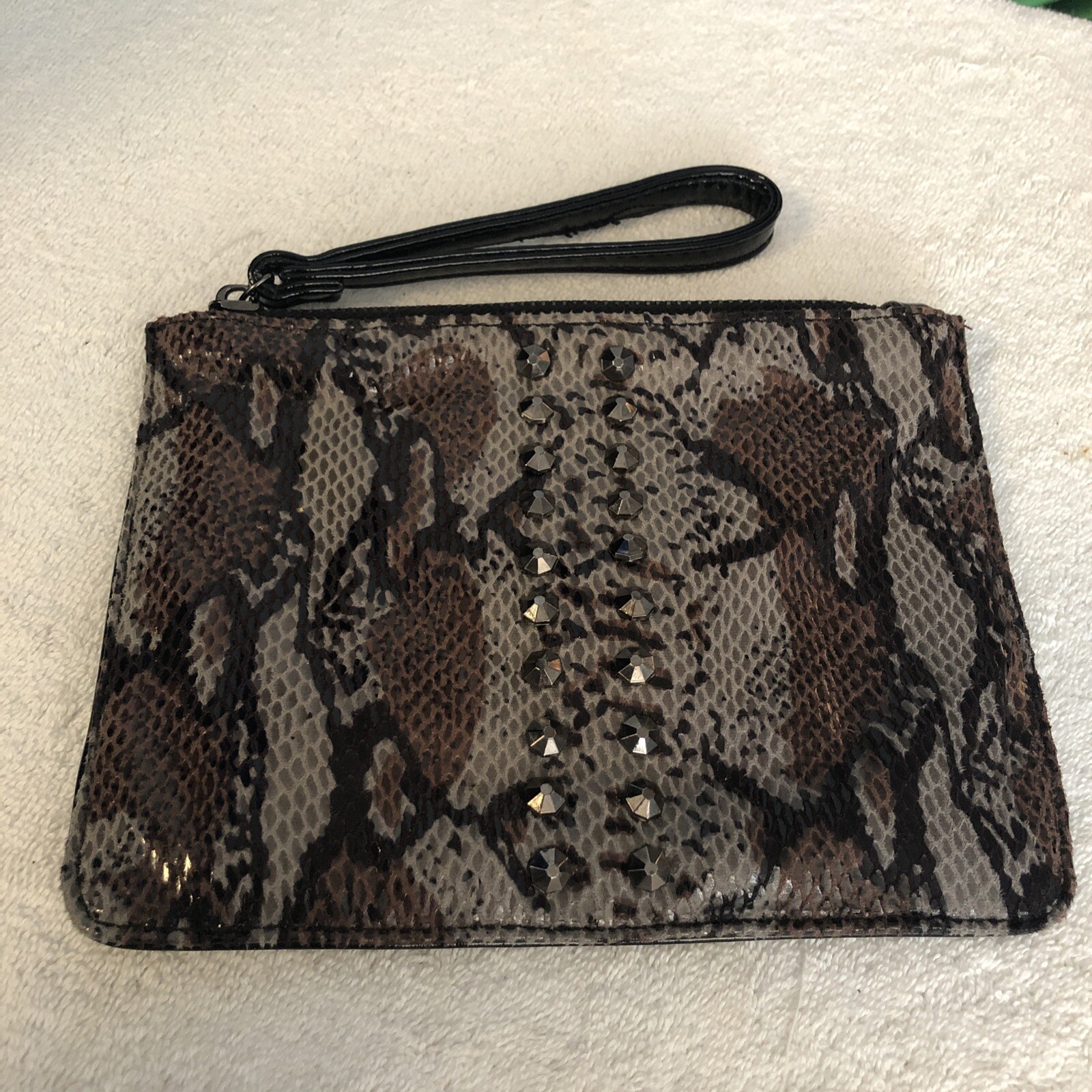 Poverty Flats Snake Print Patent Wristlet NWT
