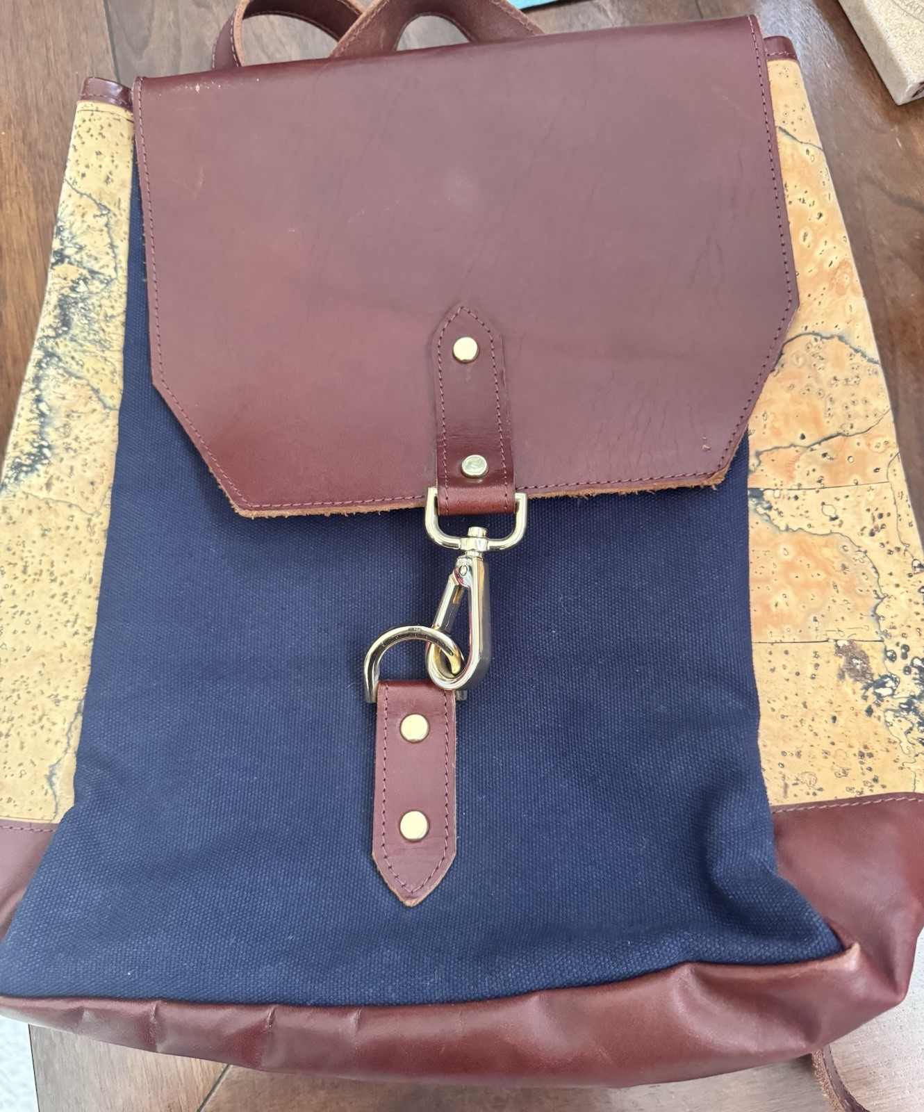 Spicer Bags San Francisco Cork & Canvas Foldover Backpack with Leather Straps