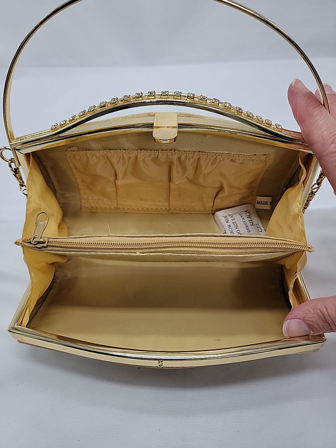 Gold And Diamond Accent Evening Bag Chain Strap 7.5×4.5×2.5
