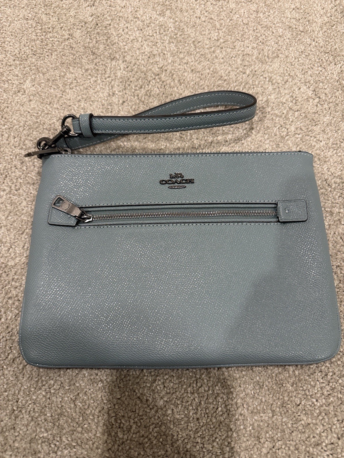 Coach Gallery Pouch In Light Blue Crossgrain Leather F79895