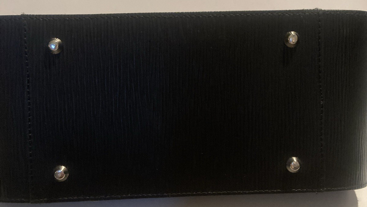 Prune Argentine genuine Leather embossed black handle purse bag L 10.5 in W 13