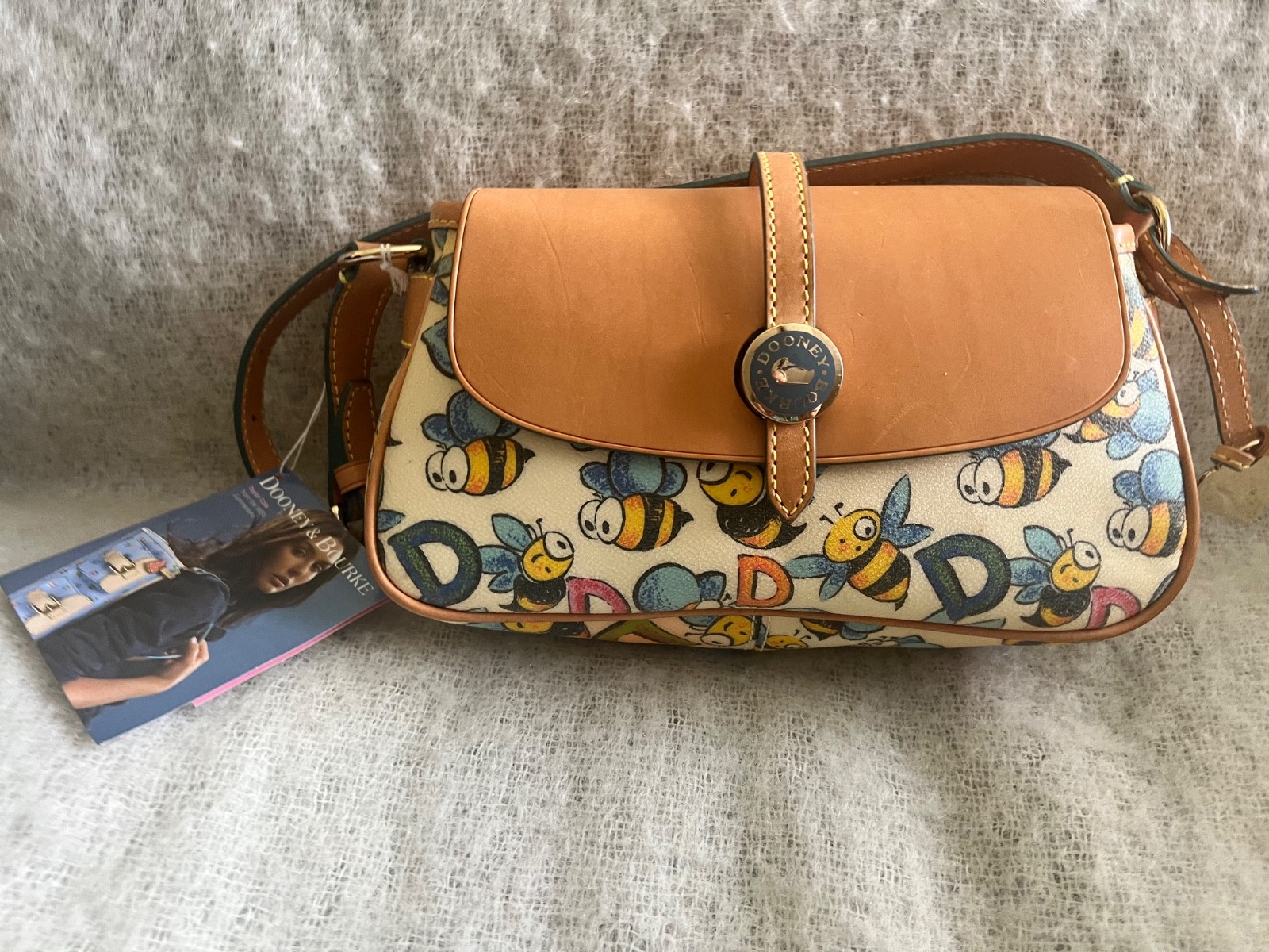 Rare Dooney & Bourke Bumble Bee Mini East West Flap Bag 2006 IT Collection NWT
