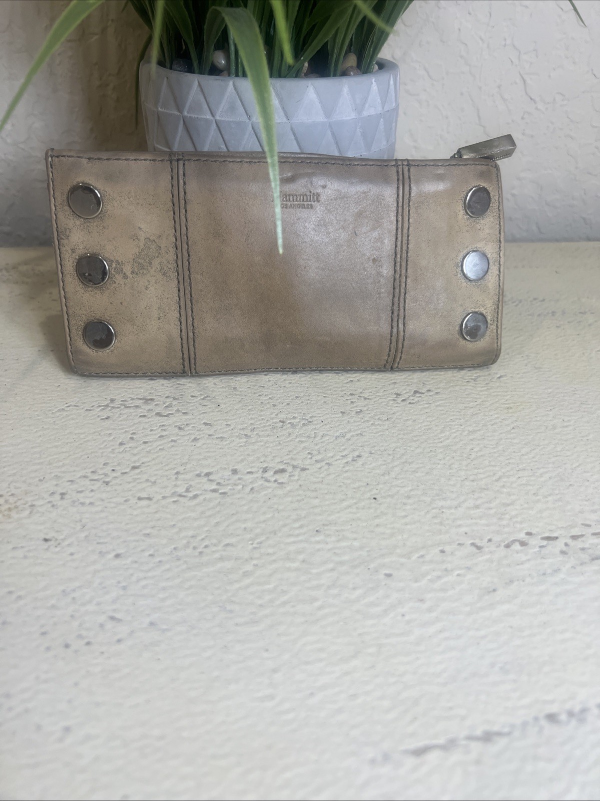 Hammitt 110 North Long Studded Leather Wallet Biscotti Brown
