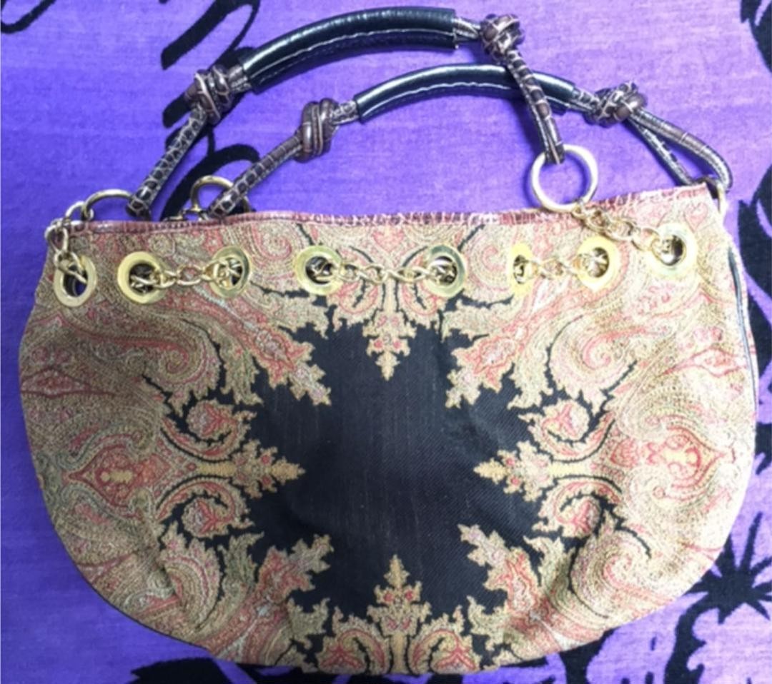 ETRO chain Shoulder Bag Crossbody Magnetic clasp Used Rare From Japan