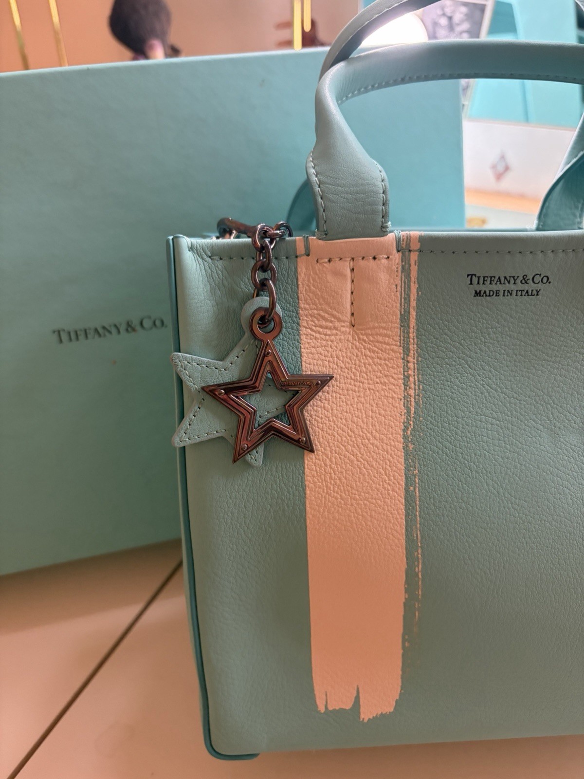 Super RARE Tiffany & Co. Micro White Brushtroke Grain Calfskin Leather Tote Bag