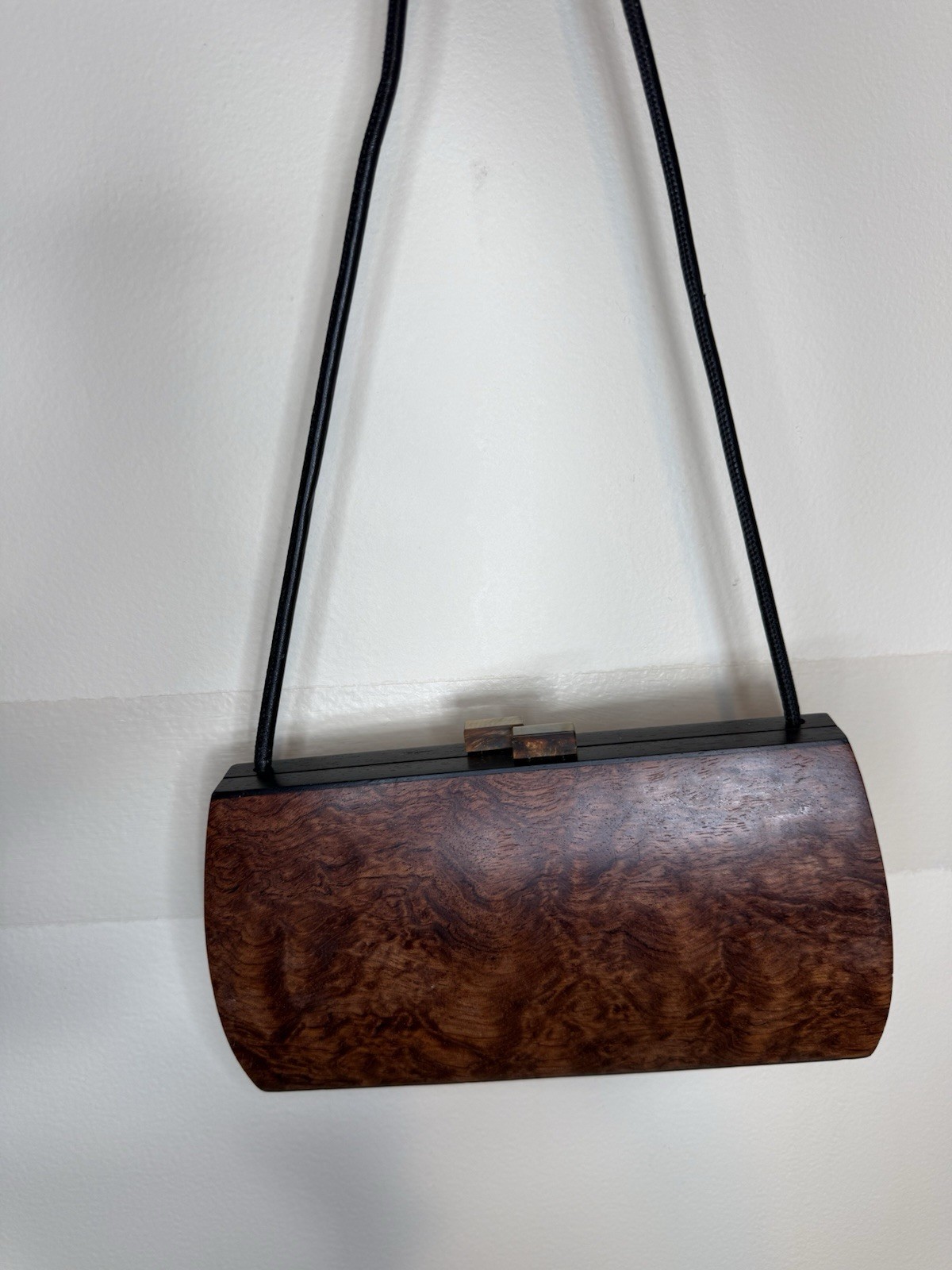 Hammill Diebolt Cassia Minaudiere Purse Exotic Bubinga Wood Shoulder Bag Signed