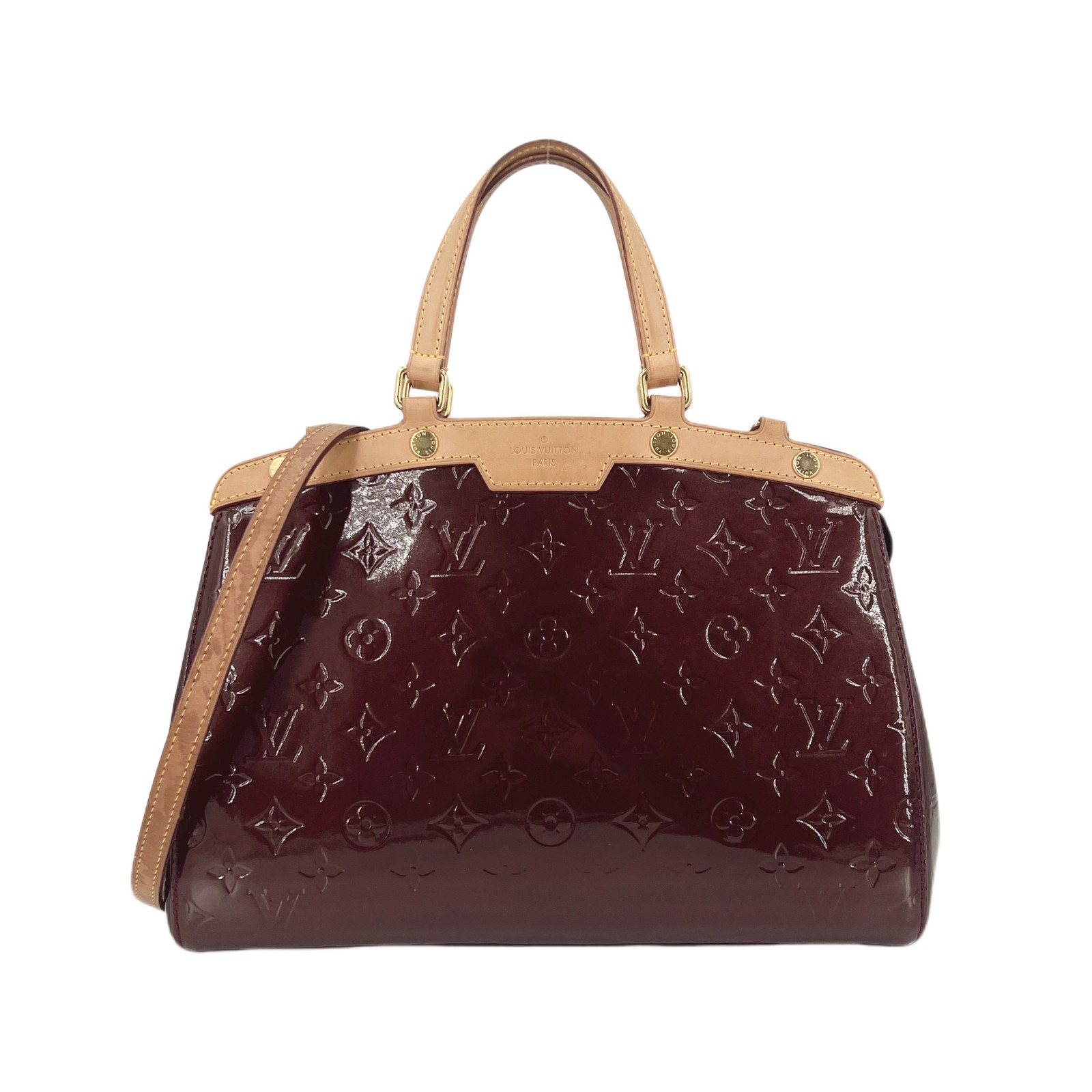 LV Monogram Vernis Normal Cherry Red Patent Leather 2Way Bag US Ship