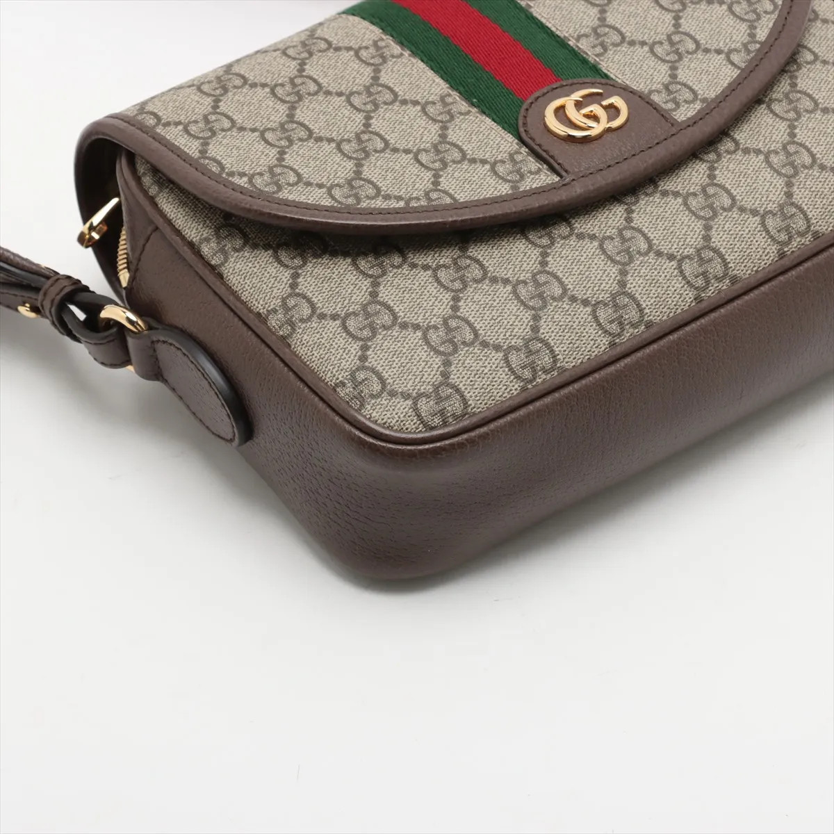 Gucci GG Supreme Ophidia PVCx leather 2 Way Shoulder Bag Beige x brown 722117