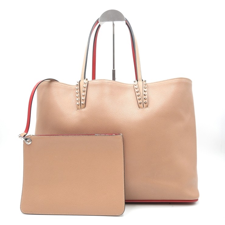 Christian Louboutin Cabata Tote Bag Beige Leather Red Sole Large