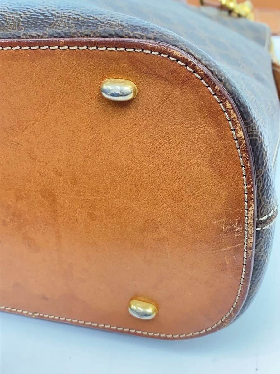 CELINE Handbag Leather BRW M94 Used Handle Bottom Scratches and Stains