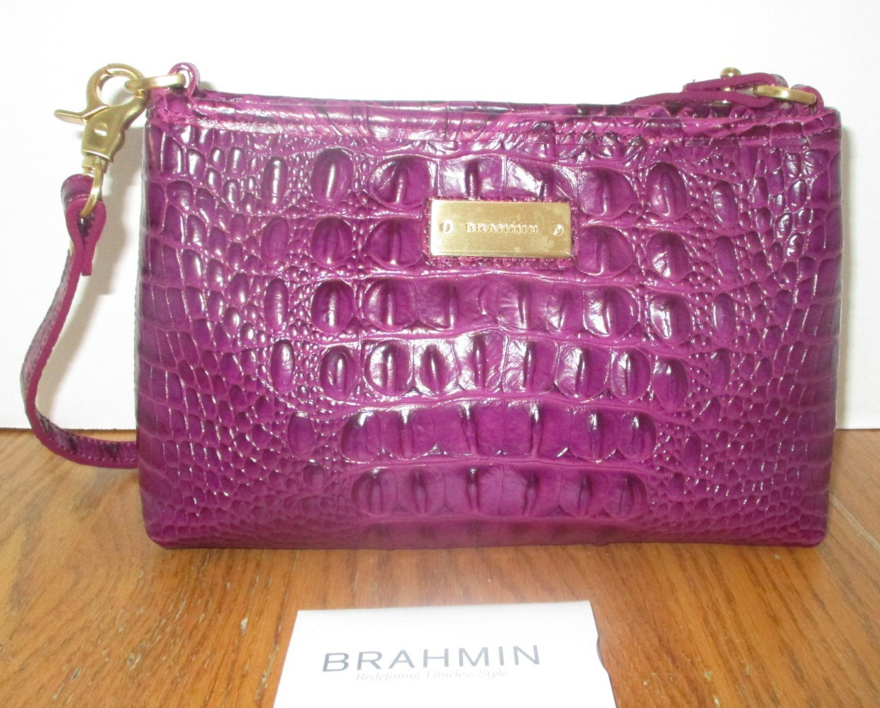 Brahmin Leather Anytime Mini Croc-Embossed Shoulder Bag WINTERBERRY Melbourne