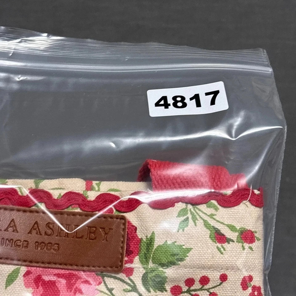 Laura Ashley Tote Red Pink Floral Canvas Reusable Shopping Travel Boho Grocery