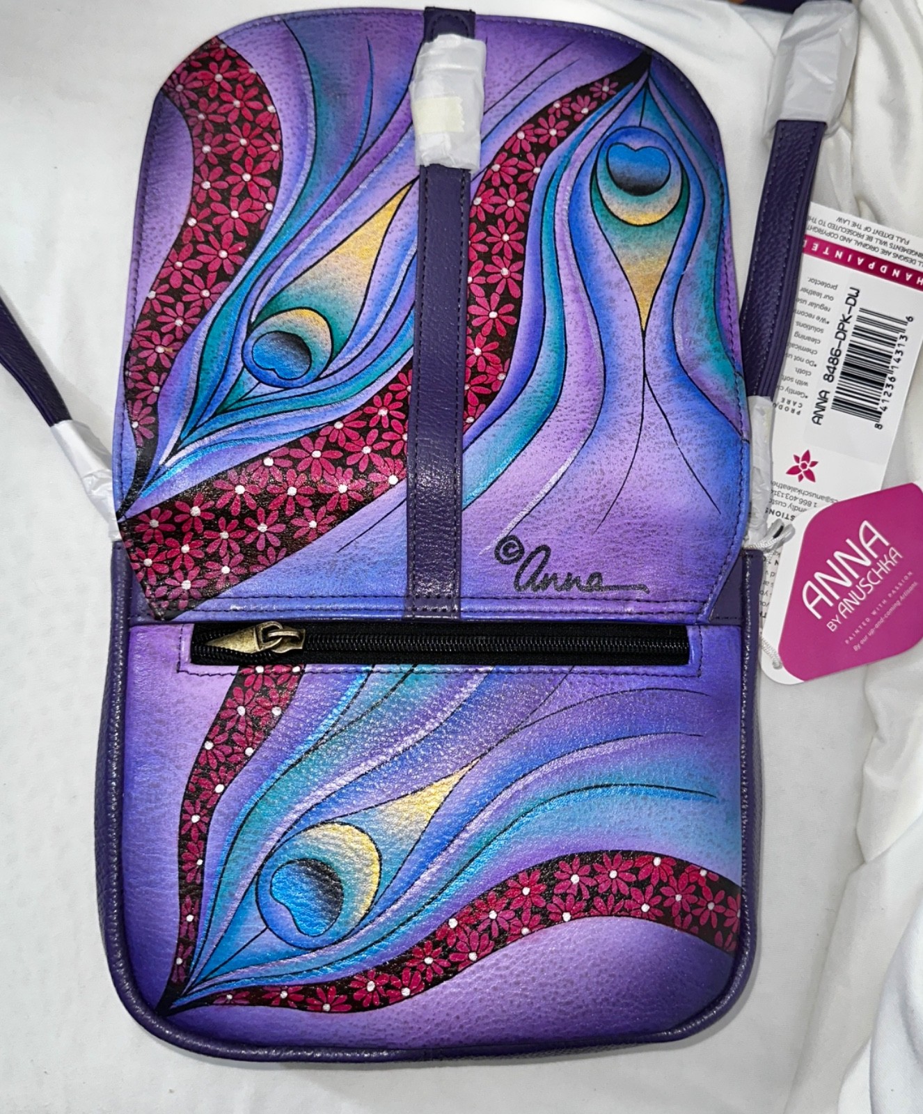 Anuschka Anna NWT🦚Flap Crossbody-Dreamy Peacock Dewberry 8486-DPK-DW