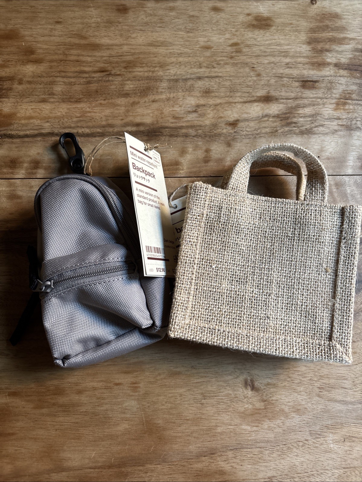 MUJI Mini Backpack And Jute Bag