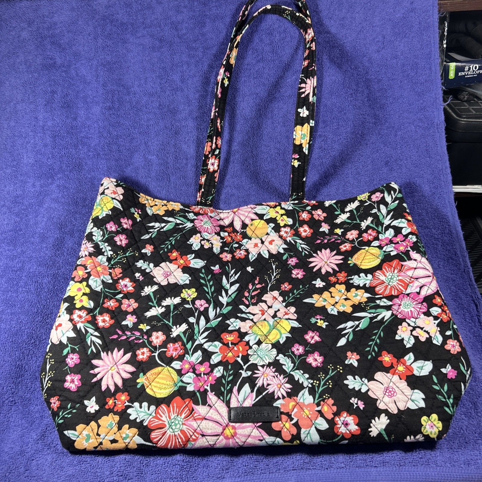 Vera Bradley large tote purse shoulder bag Black And Pink Floral