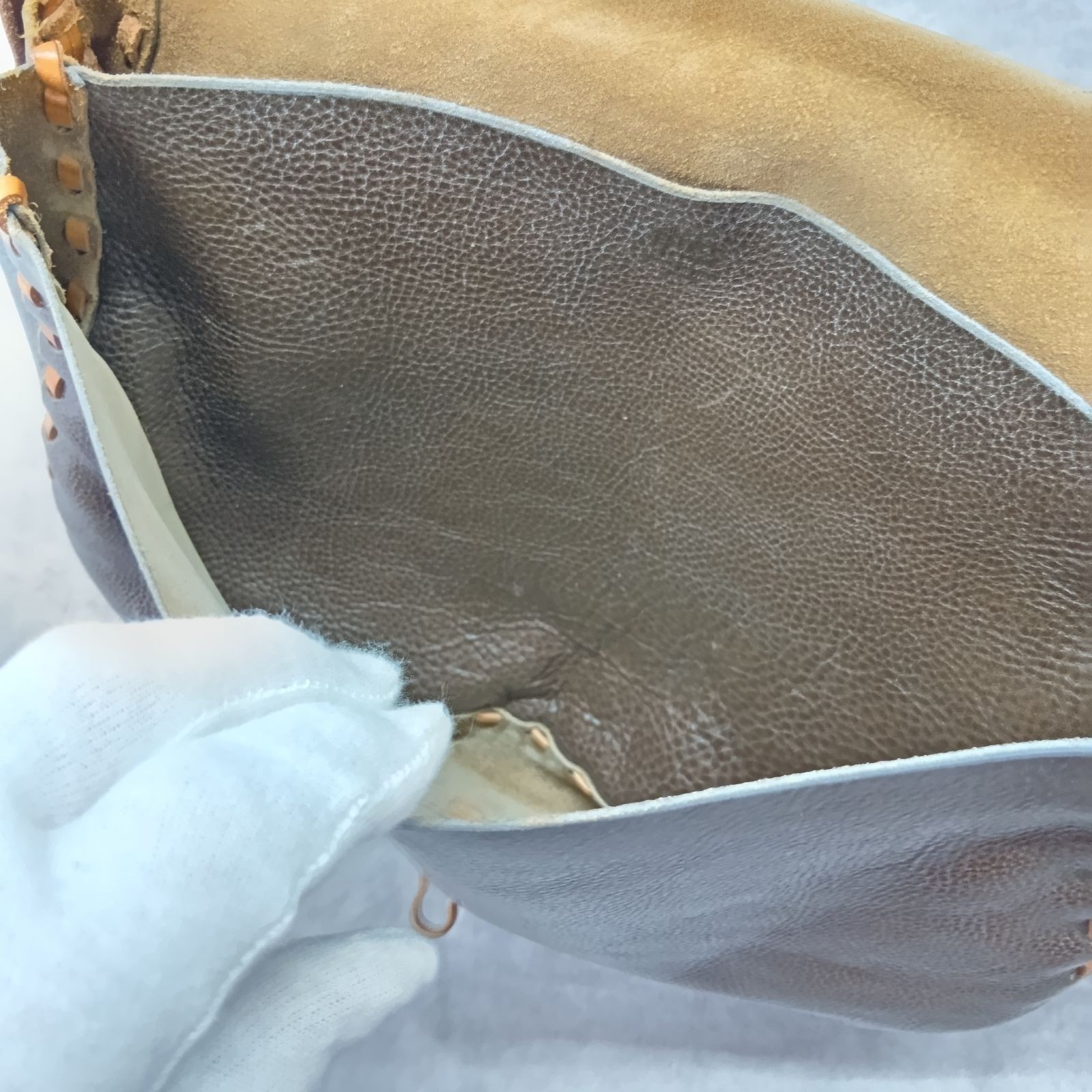 Used Henry Cuir Leather Shoulder Bag Brown H 28 x W 33 x D 10cm