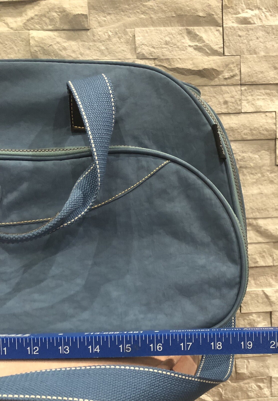 KIPLING Blue Travel Duffle Shoulder Crossbody Bag Overprinted Money Logo Lining
