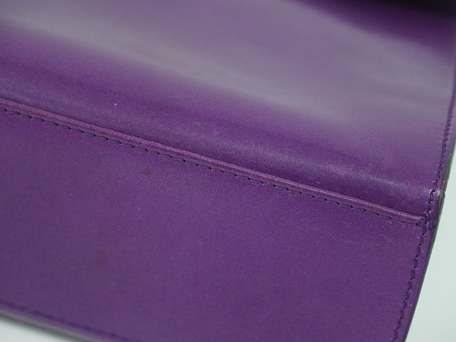 CELINE Leather Top Handle Handbag Purple Gold