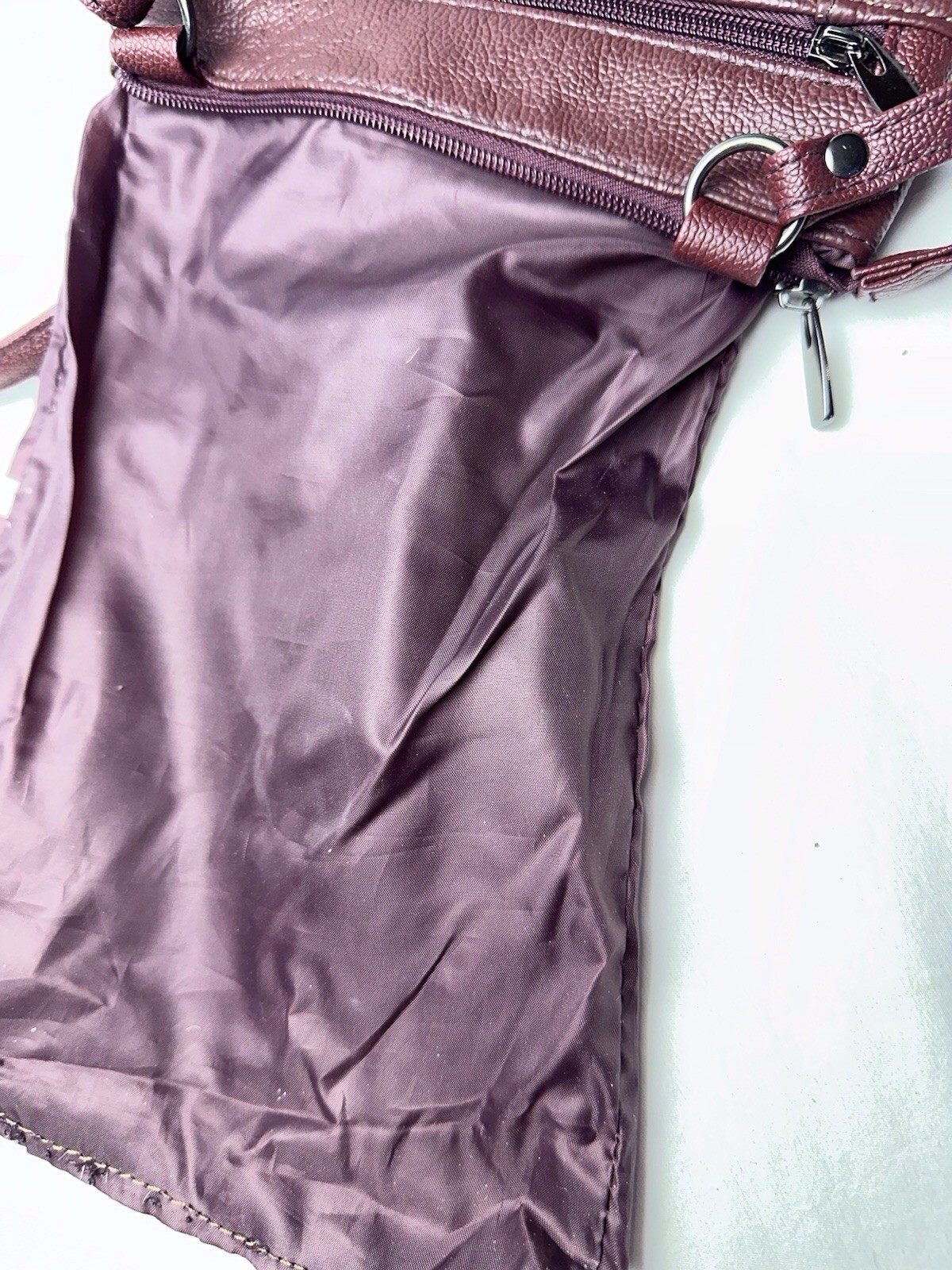 pleather Burgandy Crossbody handbag with Adjustable straps