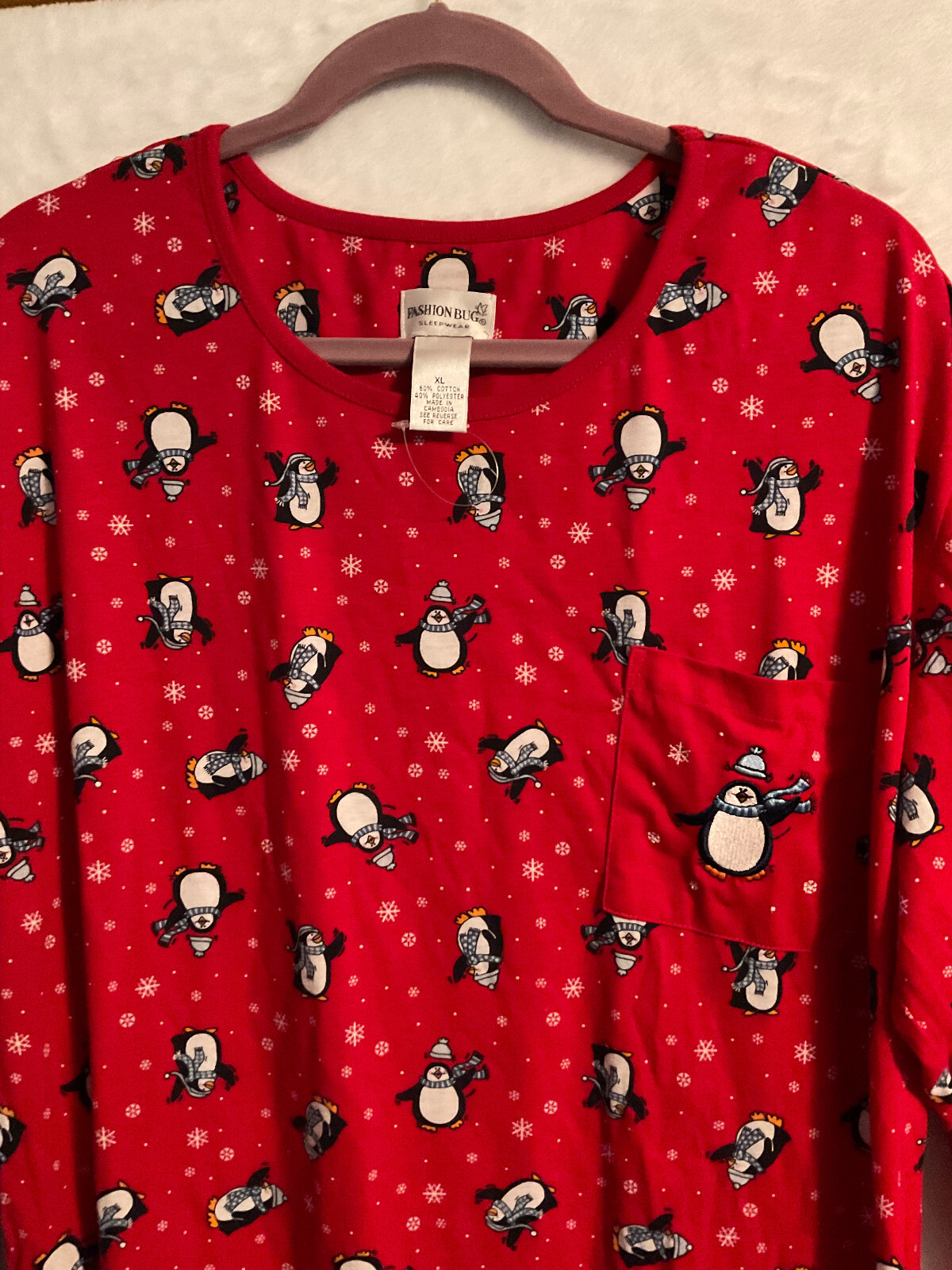 Fashion Bug Red Multi Penguins Snowflake Cotton Long Sleeve Long Sleepwear