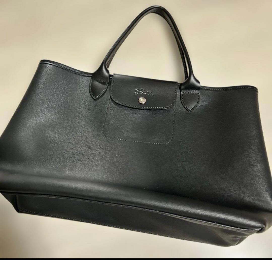 LONGCHAMP Le Pliage City Tote Bag Black Auth about 11.81 x 17.72 × 5.12 inches