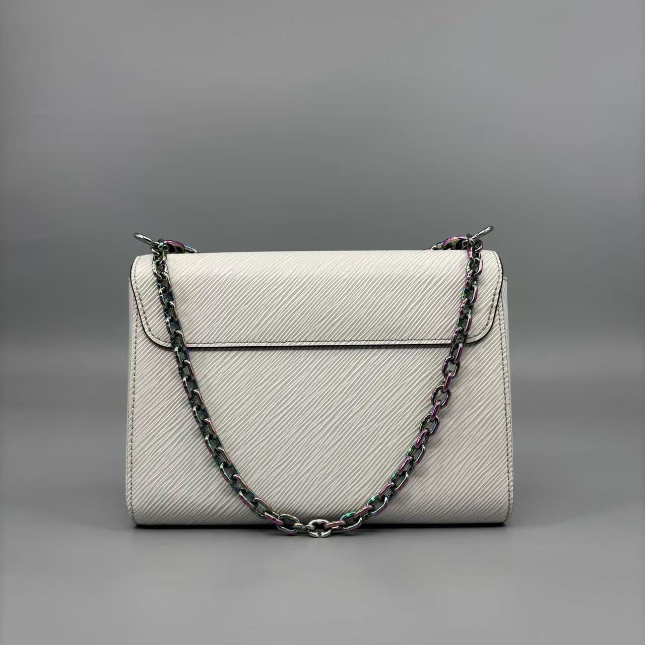 Louis Vuitton Twist MM Shoulder Bag White Eir Leather Iridescent HW Auth