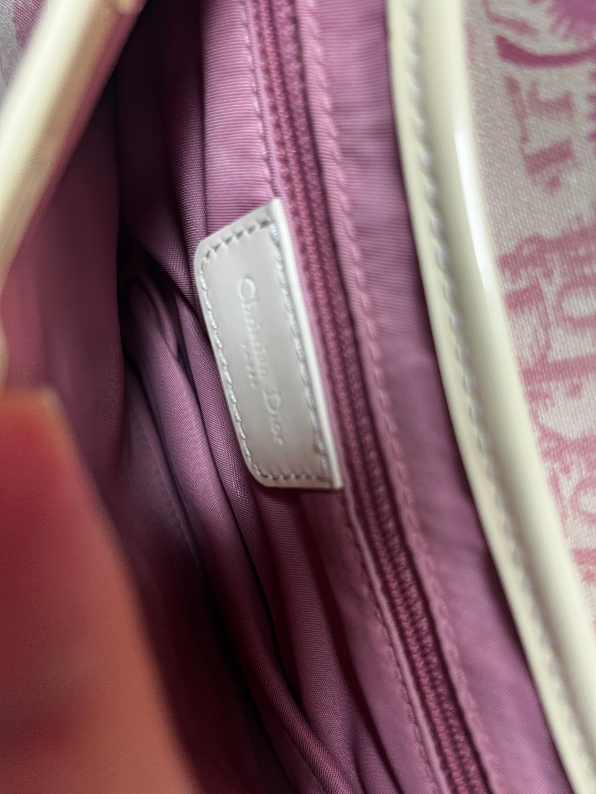 Christian Dior Saddle Bag Semi Shoulder White and Pink Canvas Girly