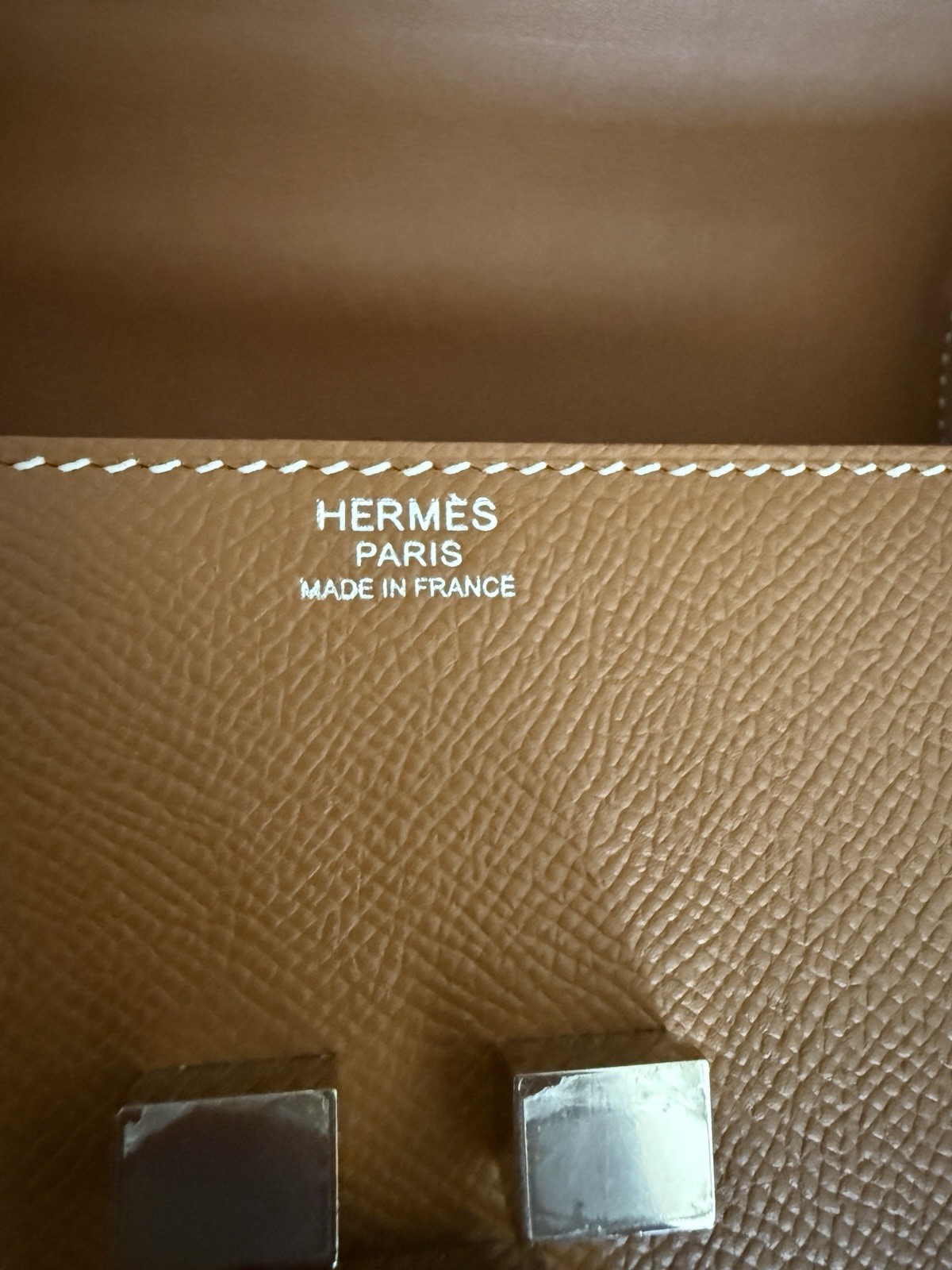 HERMES Mosaique Gold Epsom Leather Mini Bag Same As CONSTANCE 18 MINI SIZE PHW