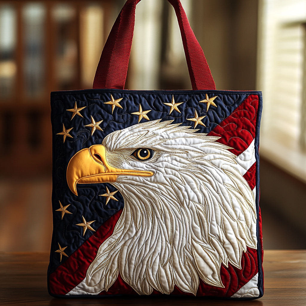 Personalized United States American Eagle Patriotic Pride Quilted Tote Bag Gift