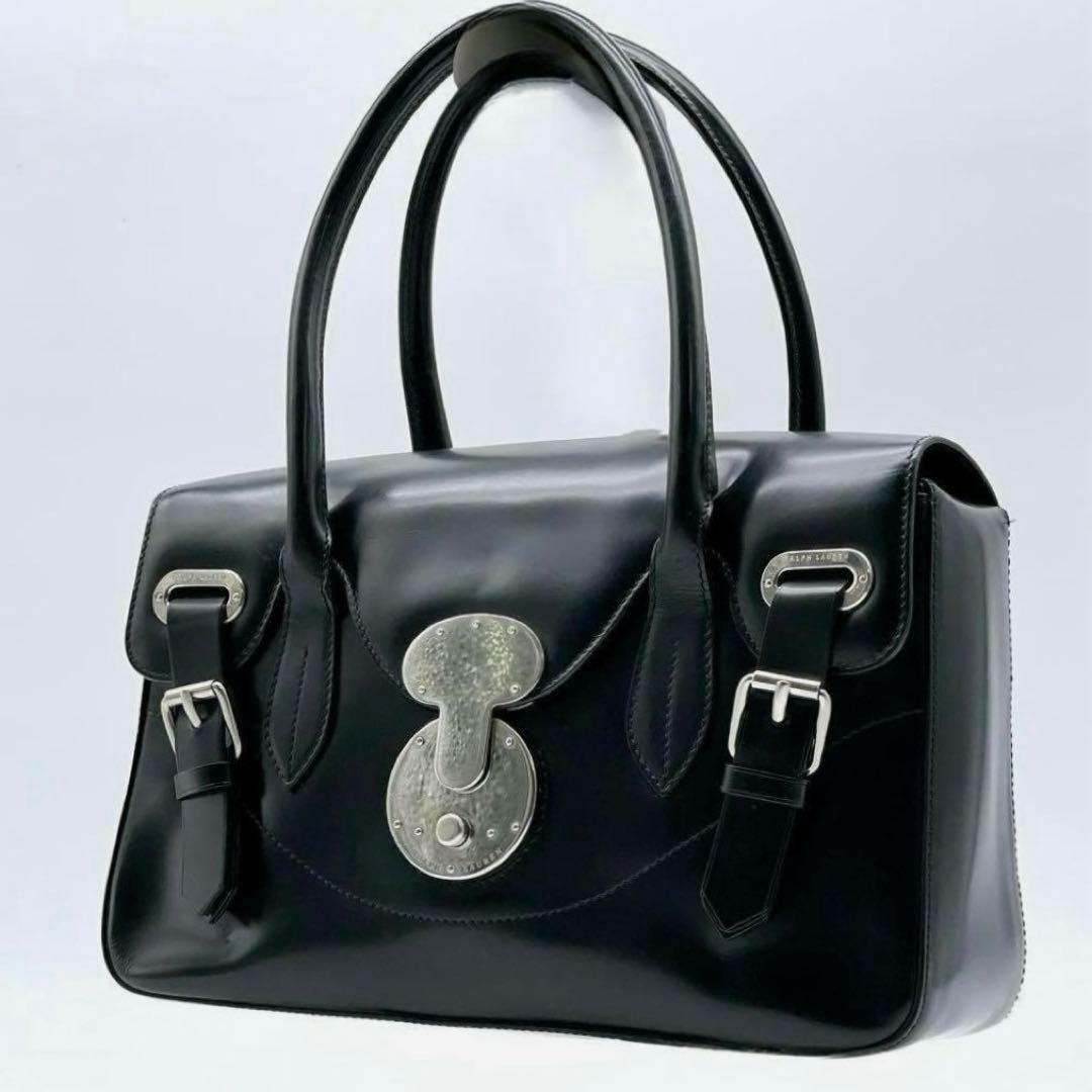 Ralph Lauren Ricky Genuine Leather Tote Shoulder Handbag Black Authentic Japan