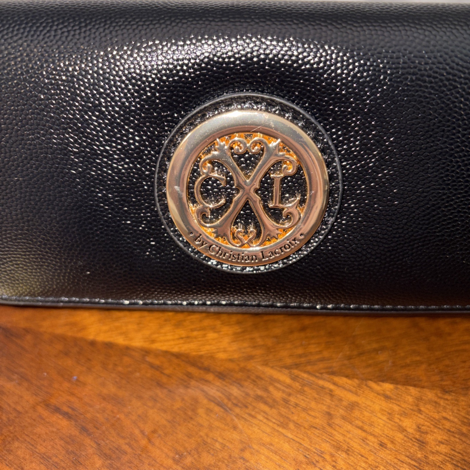 NWT CXL Christian Lacroix Park Smooth Small Clutch Wristlet Black Zip Pocket