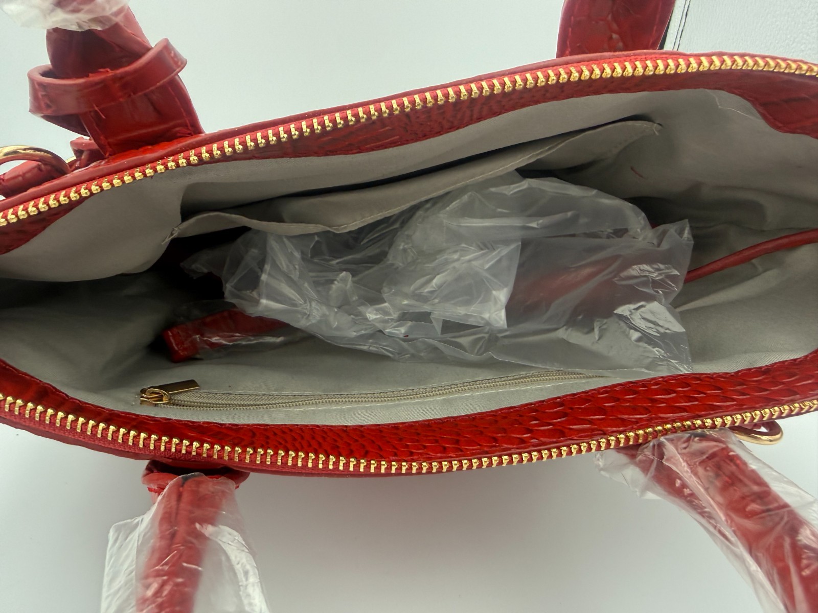 New Red Crocodile Embossed Satchel Handbag Tote with Detachable Shoulder Strap