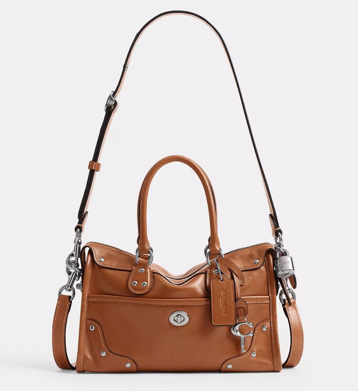 Coach Rider Satchel Bag 24 CFN69 LHYU1 Light Antique Gold/Amber Brown