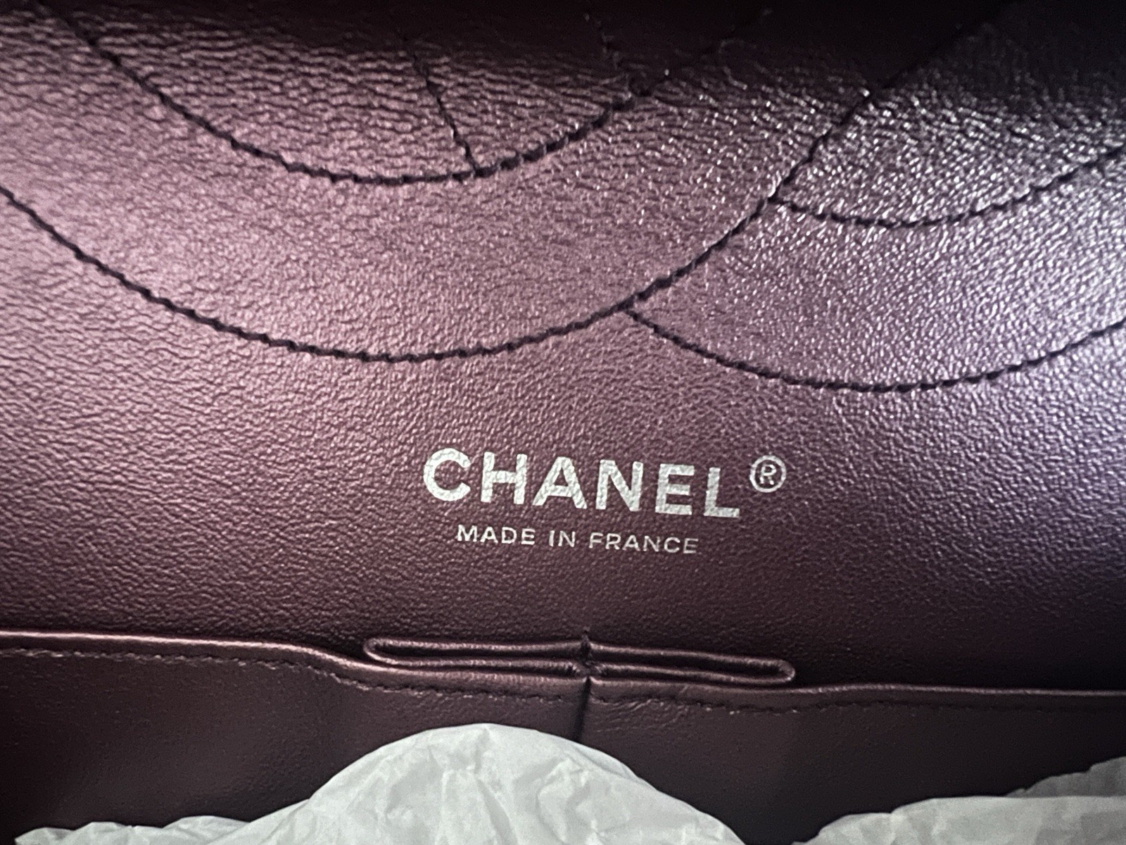 Chanel Reissue 2.55 Double Flap Bag Aged Calfskin 227 Prune Purple SHW Jumbo