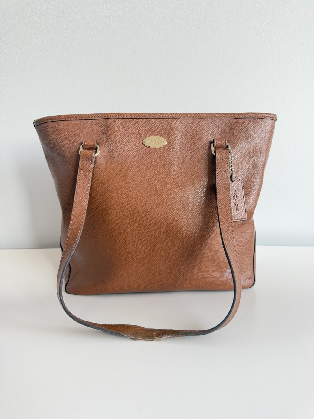 Coach City Zip Tote F58846 Saddle Brown Crossgrain Leather Project AS-IS Repair