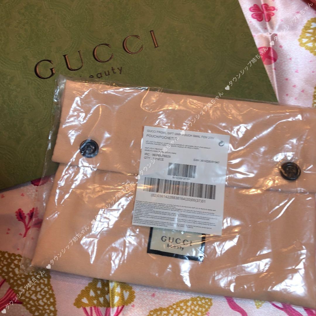 GUCCI Perfume Limited Edition Novelty Pouch Pink Cotton Button Logo From Japan