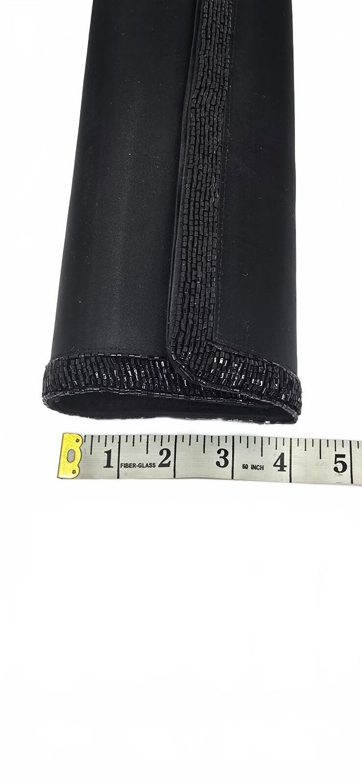 Prestons & York Black Evening Clutch with Beaded Trim and Shoulder Strap