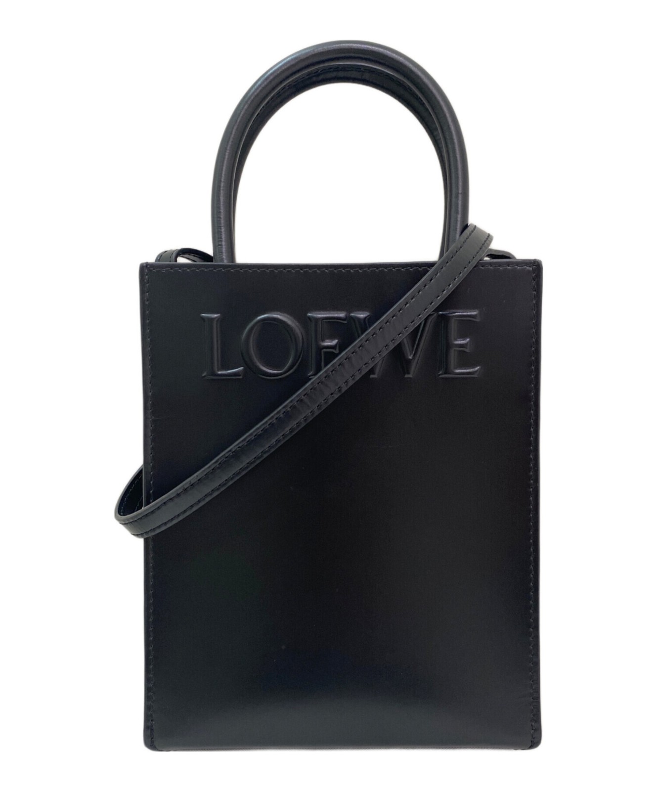 Loewe 2-Way A933S30X01 L Leather Black Shoulder Bag #TFB13147