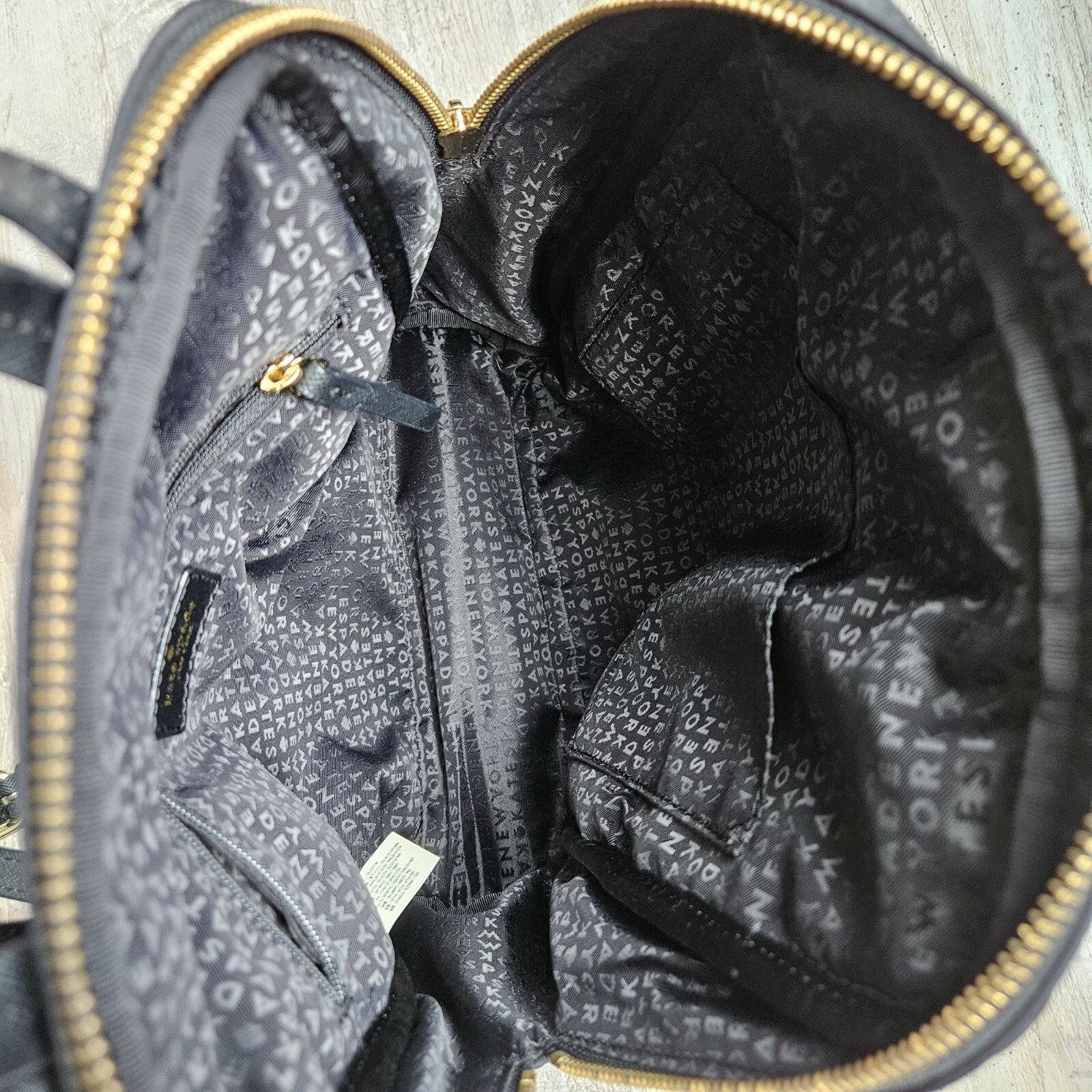 Kate Spade Black Nylon Mini Backpack Hilo Blake Avenue Leather Trim Adjustable