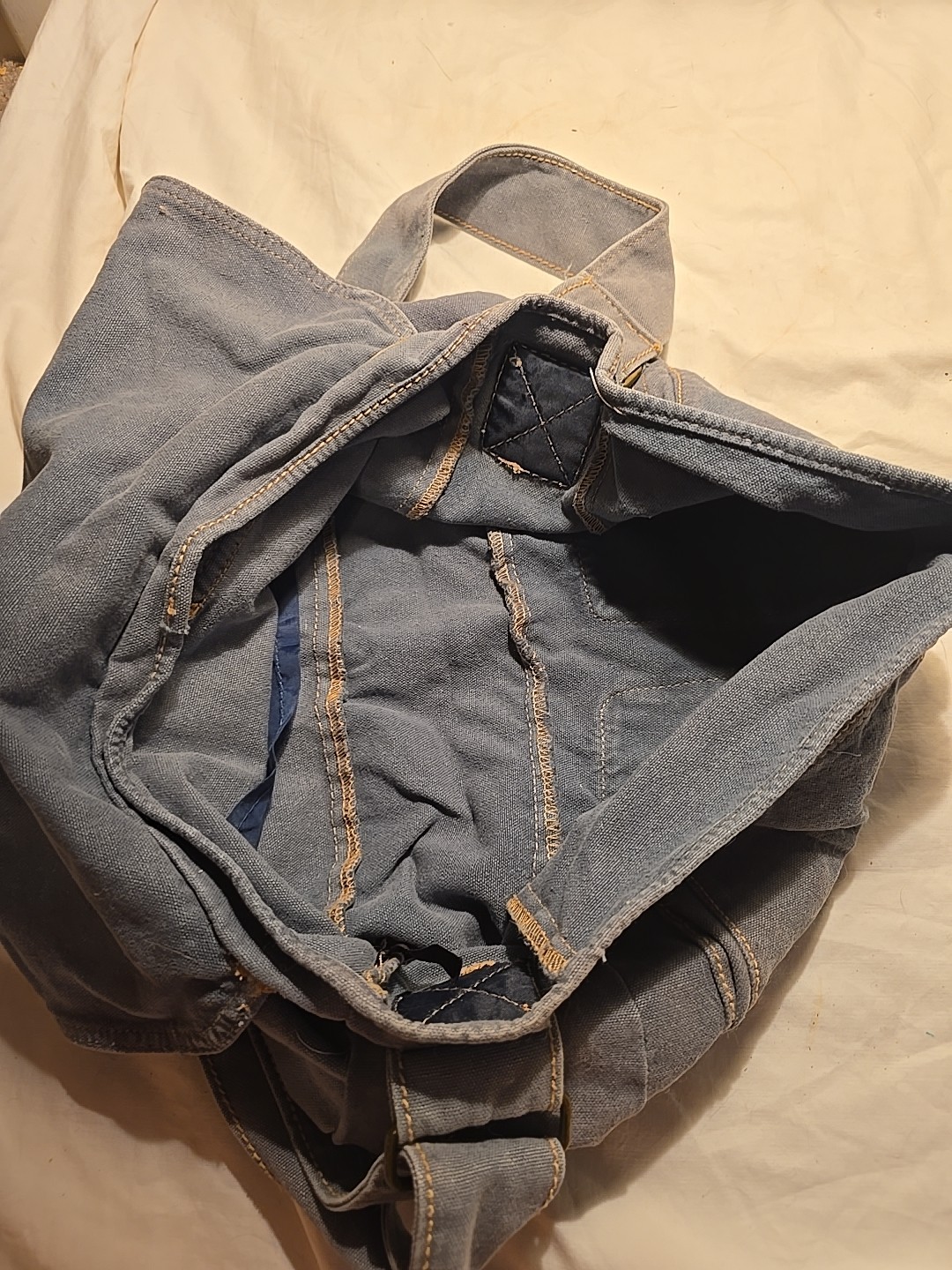 Blue Denim Canvas Fabric Messenger Bag Standard Issue Surplus Goods M055IM0