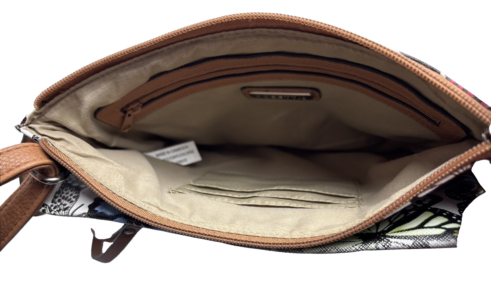 Rossetti Multicolor Butterfly Crossbody Organizer Handbag Purse 7.25″ X 10.5″