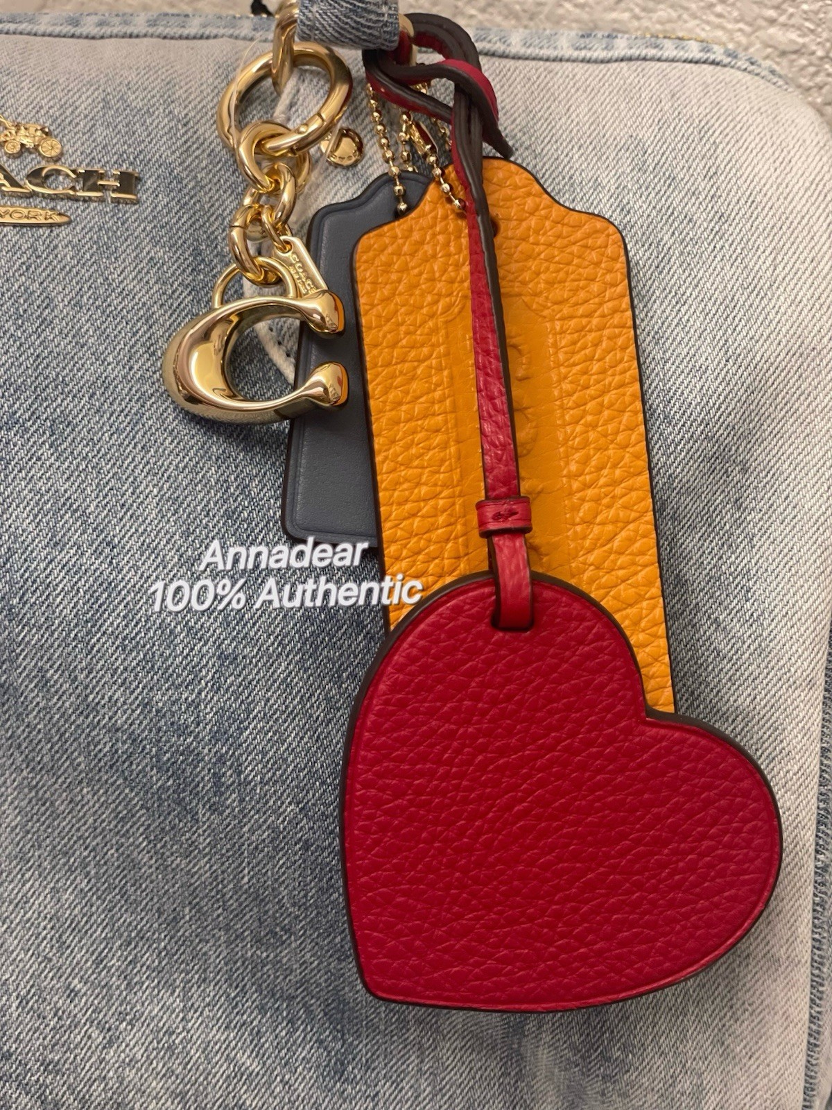Coach CDY75 Rowan Large Satchel Bag In Loved Denim With Charms Light Indigo NWT