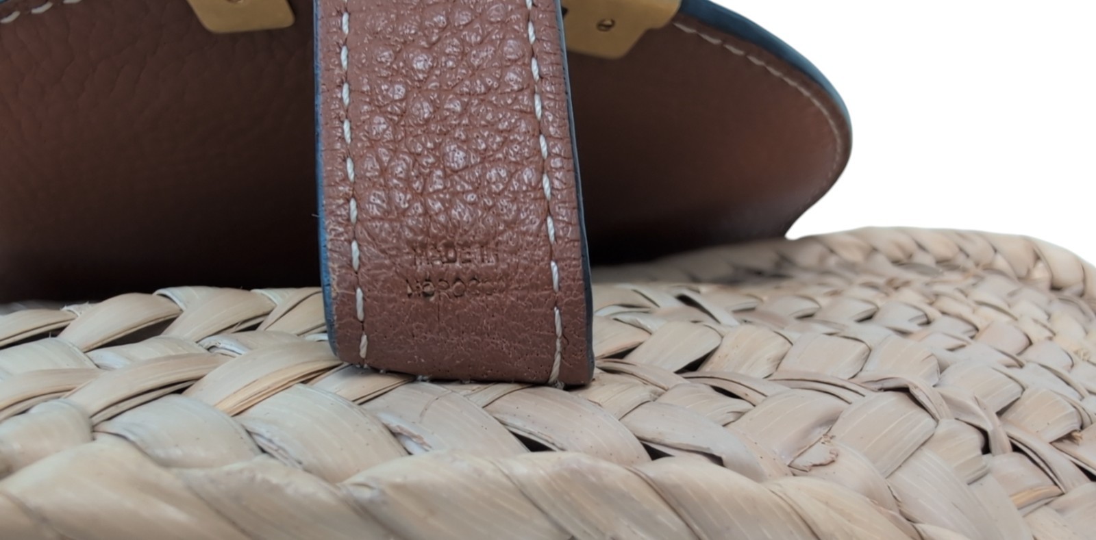 Chloe Marcie Shoulder Bag Natural Raffia Leather Brown