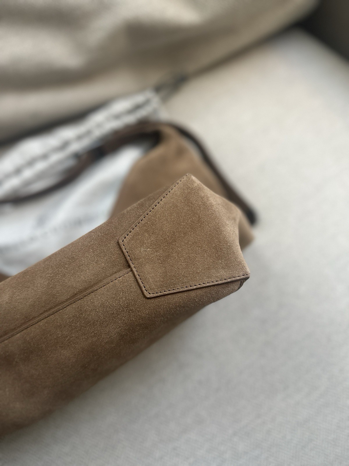 Brunello Cucinelli Duo Hobo Shoulder Tote – Suede Calfskin Camel