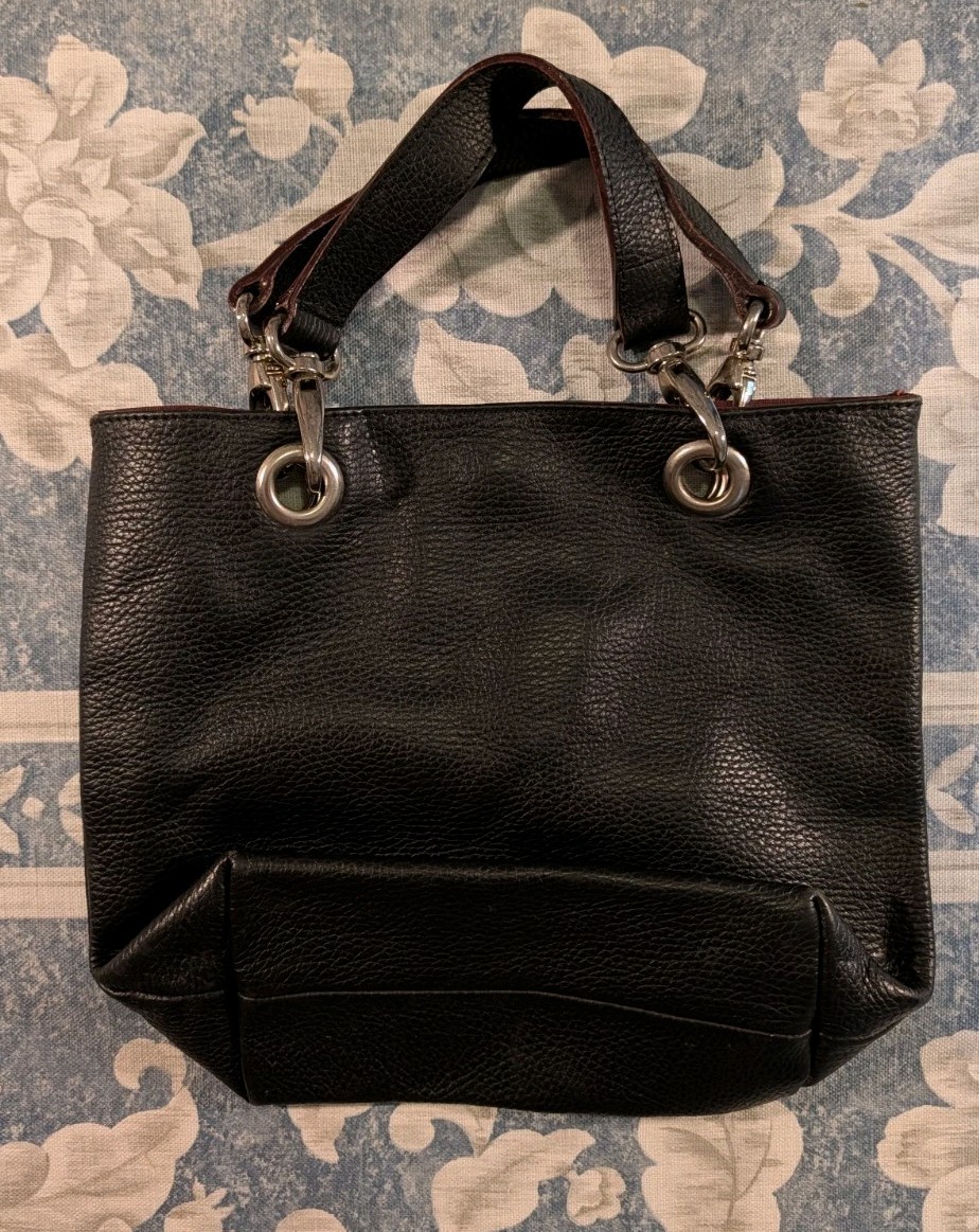 Maurizio Taiuti Genuine Leather Black Purse Tote Handbag Pebbled Made In Italy