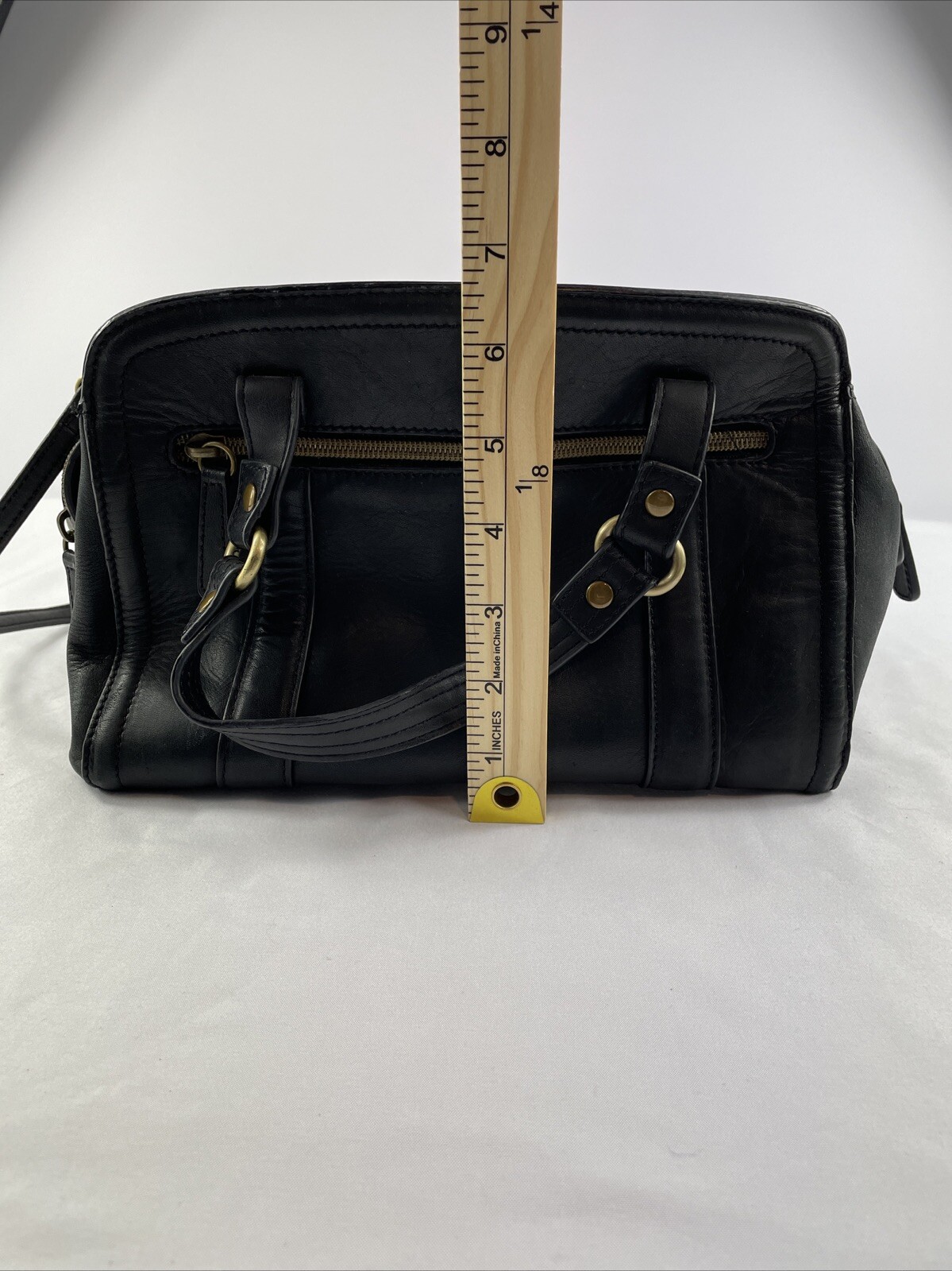Rolf’s Small Black Handbag Genuine Leather Double Handle Purse