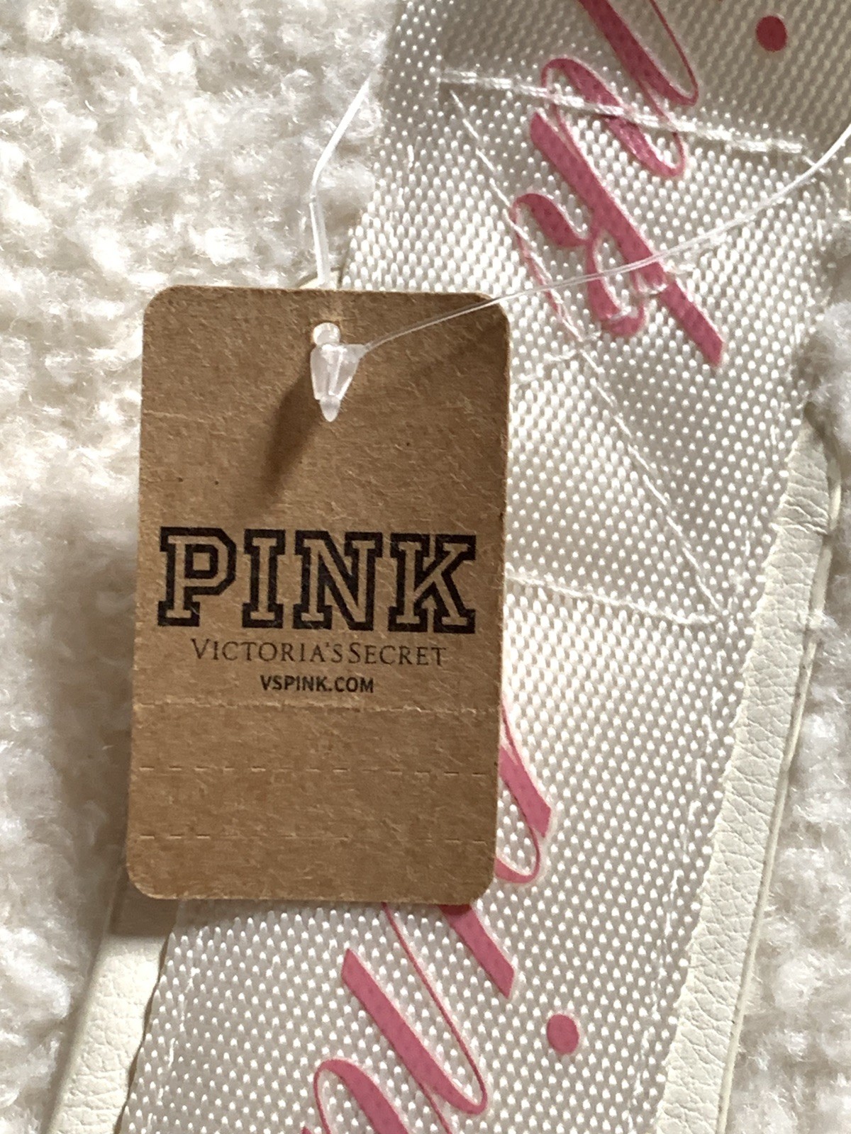 NWT Victoria’s Secret Pink White Fluffy Teddy Bear Zipper Shoulder Bag NEW Y2k