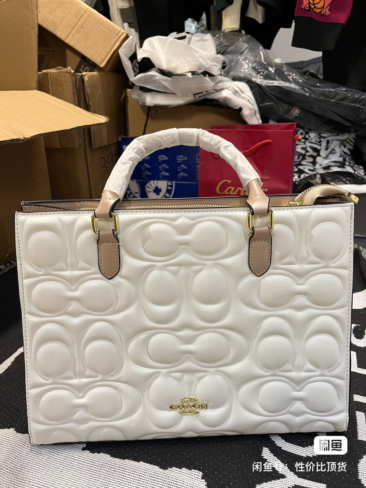 New COACH Maggie Tote Bag In Cream Leather Shoulder Bag CY672