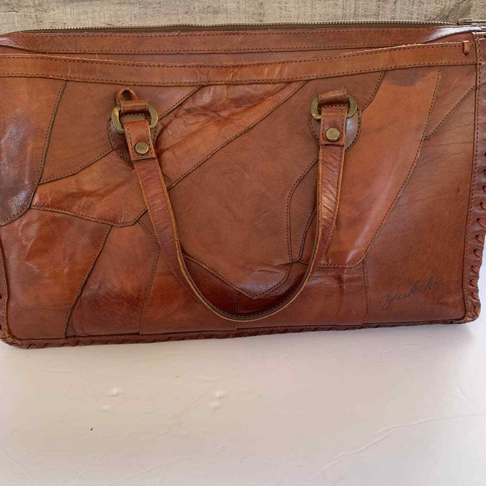 IBIZA (Yokiko) Hand Tooled Leather Patchwork Semi-shoulder Tote Bag